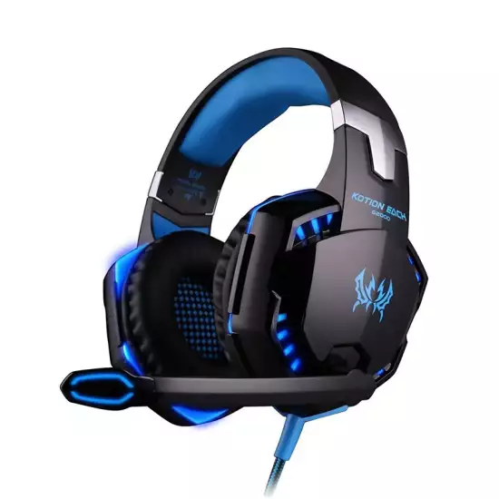 KOTION EACH G2000 Gaming Headphone Headset Stereo Over-ear Headband Mic Compatibility with Laptop , PC , Mobile and Tablet  - Blue (Used)