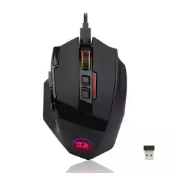 Redragon M801P Sniper Pro Wireless & Wired Gaming Mouse, Optical Sensor 16000 DPI, Built in Li-ion Battery 1000 mAh, 12 Buttons, 40G Acceleration, Black | Sniper Pro M801P-RGB