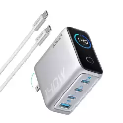 Anker Charger (140W, 4-Port, PD 3.1) with USB-C Cable - Sliver Anker Charger (140W, 4-Port, PD 3.1) with USB-C Cable - Sliver