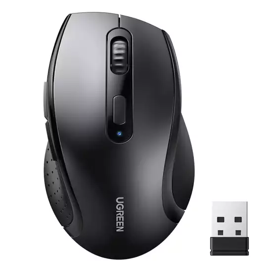 UGREEN M511 2.4G Wireless Mouse 1600 DPI 6 Button Nano Receiver 3 Adjustable DPI PC Laptop iMac MacBook Microsoft Pro Black | 45012