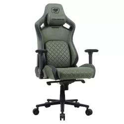 Cougar Defensor S Gaming Chair, PushBack Advanced Lumbar Support, 4D Folding Armrest, Leather-Like Fabric Surface, Adjustable Design, Class 4 Gas Lift Cylinder, Army Green F | 3MDSFGEB.0001