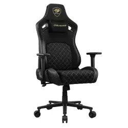 Cougar Defensor Gold F Gaming Chair, Woven Fabric Surface, PushBack Advanced Lumbar Support, 4D Folding Armrests, 155° Reclining, Piston Lift Height Adjustment, Class 4 Gas Lift, Black | 3MDFFGLB.0001