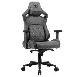 Cougar Defensor S Gaming Chair, PushBack Advanced Lumbar Support, 4D Folding Armrest, Leather-Like Fabric Surface, Adjustable Design, Class 4 Gas Lift Cylinder, Jet Gray F | 3MDSFGRB.0001