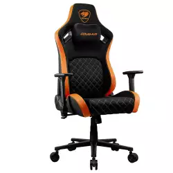 Cougar Defensor F Gaming Chair, Woven Fabric Surface, PushBack Advanced Lumbar Support, 4D Folding Armrests, 155° Reclining, Piston Lift Height Adjustment, Class 4 Gas Lift, Black | 3MDFFORB.0001