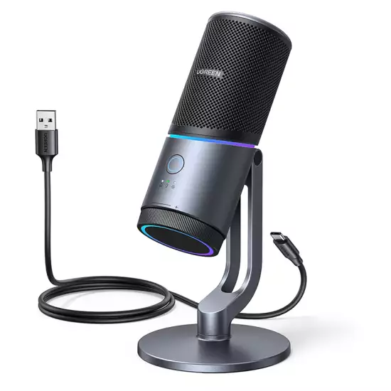 UGREEN CM769 Microphone for PC USB 3.5mm RGB Lights - Black | 35629