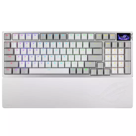 ASUS ROG Azoth 96 HE Gaming Keyboard, ROG HFX V2 Magnetic Switch, Tri-Mode Connectivity, ROG Hall Effect Technology, Up to 3.5mm Actuation Point, English-Arabic Layout, White | 90MP040H-BKCA10
