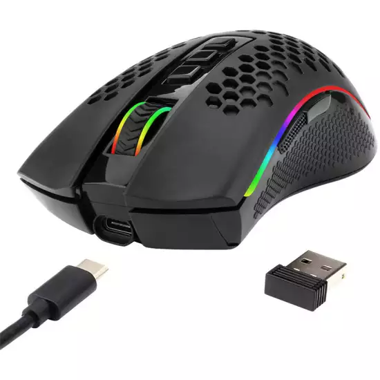 Redragon M808-KS Storm Pro Dual Mode RGB Gaming Mouse - Black | M808-KS