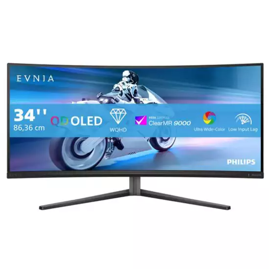 Philips Evnia 34" Curved QD-OLED Gaming Monitor – 3440×1440 / 175Hz / HDR True Black |34M2C6500