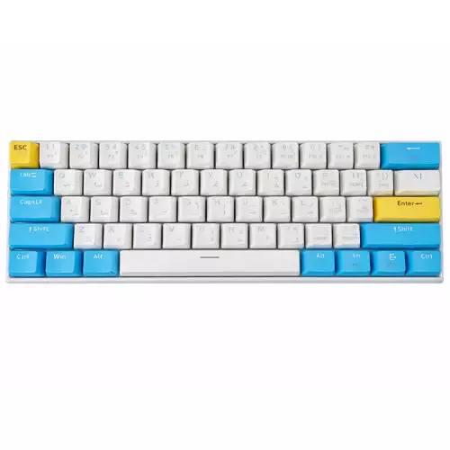 Redragon K530 Pro Draconic 60% Bluetooth/Wired/2.4GHz Wireless Mechanical Keyboard, 61 Keys, Hot Swappable RGB Gaming Keyboard with Clicky Blue Switch- White /Blue | K530W-RGB-PRO BULLETR