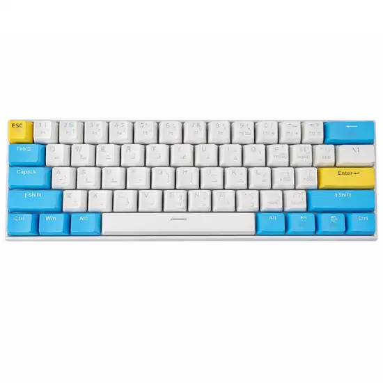 Redragon K530 Pro Draconic 60% Bluetooth/Wired/2.4GHz Wireless Mechanical Keyboard, 61 Keys, Hot Swappable RGB Gaming Keyboard with Clicky Blue Switch- White /Blue | K530W-RGB-PRO BULLETR