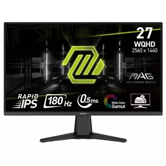 MSI MAG 275QF Gaming Monitor, 27" WQHD Rapid IPS Display, 180Hz Refresh Rate, 0.5ms (GtG) Response Time, AdaptiveSync Technology, 1.07b Display Colors, Black | MAG 275QF