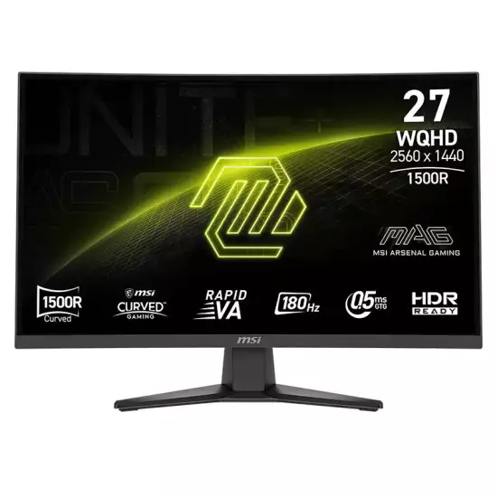 MSI MAG 275CQF E18 Curved Monitor, 27" Rapid VA Display, WQHD Resolution, 180Hz Refresh Rate, 0.5ms (GtG) Response Time, AMD FreeSync Technology, 1500R Curvature, Black | 9S6-3CE91H-009 MSI MAG 275CQF E18 Curved Monitor, 27" Rapid VA Display, WQHD Resolution, 180Hz Refresh Rate, 0.5ms (GtG) Response Time, AMD FreeSync Technology, 1500R Curvature, Black | 9S6-3CE91H-009