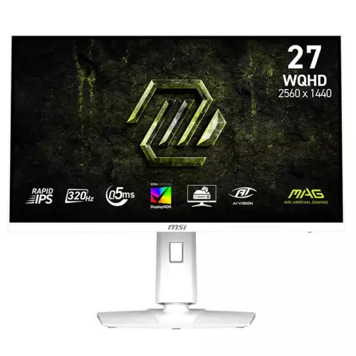 MSI MAG 274QRFW X32 Monitor, 27" Rapid IPS Display, WQHD Resolution, 320Hz Refresh Rate, 0.5ms (GtG) Response Time, AMD FreeSync Premium & NVIDIA G-Sync Technology, White | 9S6-3CE49H-028