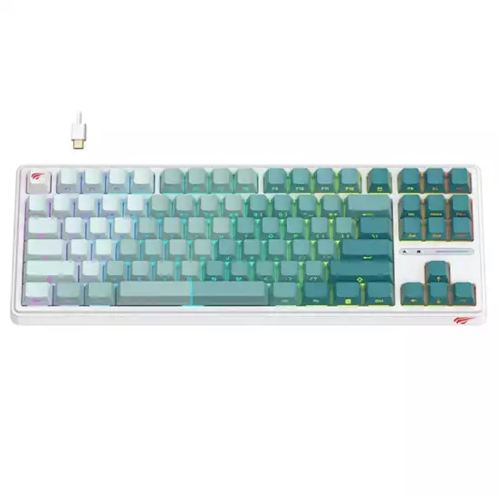 HAVIT KB901L MECHANICAL KEYBOARD RED SWITCH RGB White And Green | KB901L