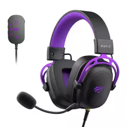 Havit Headset Gamer H2002C+U, 7.1 Surround, Drivers 53mm, Preto e Roxo, HVGMH-H2002C-U-BV