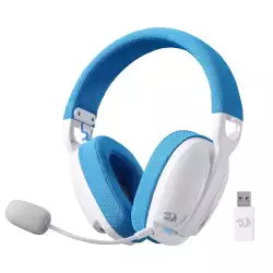 Redragon H878 SKULD PRO Wireless / Bluetooth / Wired Gaming Headset – 7.1 Surround Sound (White&Blue) | H878WB