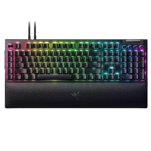 Razer BlackWidow V4 Pro RGB Mechanical Gaming Keyboard, Razer Green Switches, Command Dial, 5 Dedicated Macros Keys, English US Layout, Detachable Type-C Cable, Black | RZ03-04680100-R3M1
