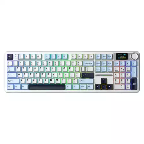 Aula F108 Pro Wireless Mechanical Keyboard – Light Blue  White  Black Purple Reaper Switch