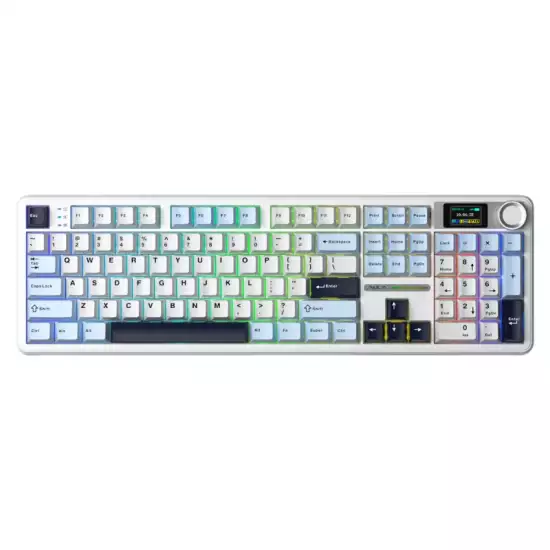 Aula F108 Pro Wireless Mechanical Keyboard – Light Blue  White  Black Purple Reaper Switch