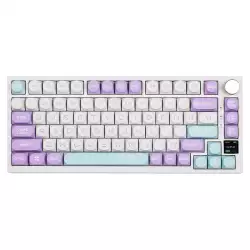 Ajazz EPOMAKER AK820 Pro 75% Gasket-Mounted Mechanical Keyboard with TFT Screen 3 Modes (BT 5.1/2.4G Wireless & Type-C Wired) Sound Dampening Foams (White Purple MOA Ajazz Flying Fish Switch)