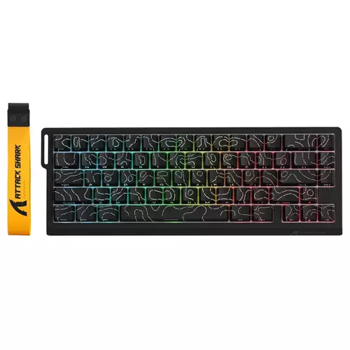 ATTACK SHARK X68 PRO HE Wireless Rapid Trigger Gaming Keyboard with Adjustable Actuation,8K Polling Rate,Hall Effect Magnetic Switch,Hot-Swap,RGB Backlit,BT/2.4GHz/Wired,for FPS Games-Black