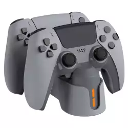 DOBE Dual Charge Station & Charge Dock for PS5 Controllers, Fast & Smart Charging, Sleek Modern Design & Slim - Charging Adapter with Type-C Cable (Gray, TP5-1501X)