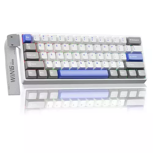 AULA WIN60HE MAX Mechanical Gaming Keyboard  White/Gray /Blue Wing Chun Magnetic Switch