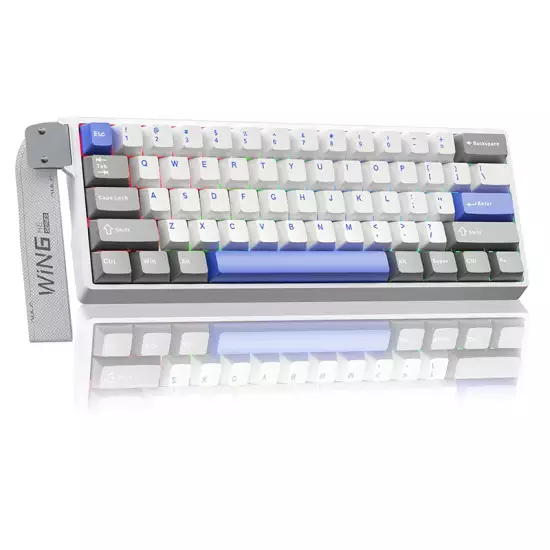 AULA WIN60HE MAX Mechanical Gaming Keyboard  White/Gray /Blue Wing Chun Magnetic Switch
