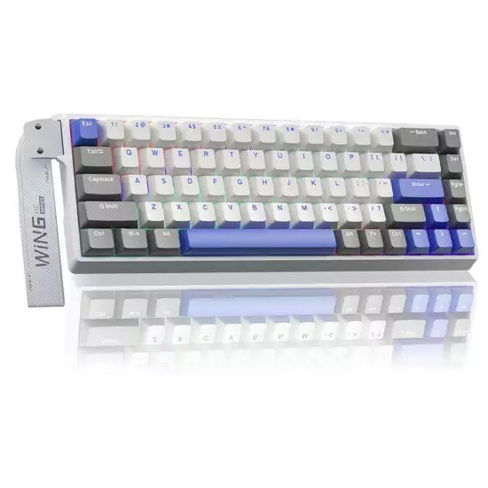 AULA WIN68 HE MAX Wing Chun Magnetic Switch Gaming Keyboard - White/ Gray/ blue