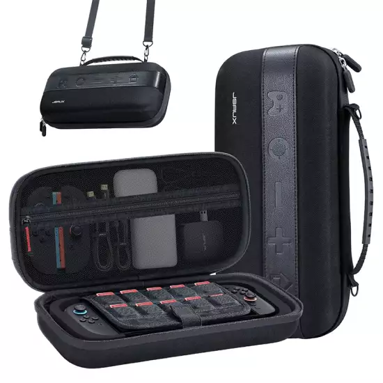 JSAUX Large Capacity Carrying Case for Nintendo Switch 2, Hard Shell Travel Case with 20 Game Card Slots, Storage Bag for Switch 2 and Accessories | Portable & Durable Protective Shell – Black