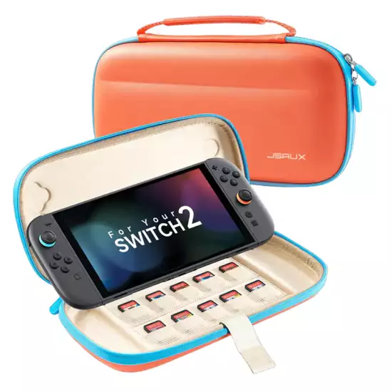 JSAUX Slim Carrying Case for Nintendo Switch 2 2025, Portable Switch 2 Case with 10 Game Slots, Protective Hard Shell for Travel and Storage, Orange JSAUX Slim Carrying Case for Nintendo Switch 2 2025, Portable Switch 2 Case with 10 Game Slots, Protective Hard Shell for Travel and Storage, Orange