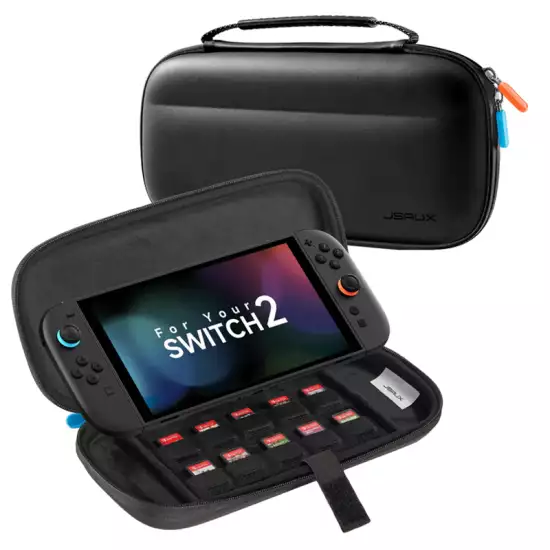 JSAUX Slim Carrying Case for Nintendo Switch 2 2025, Portable Switch 2 Case with 10 Game Slots, Protective Hard Shell for Travel and Storage, Black JSAUX Slim Carrying Case for Nintendo Switch 2 2025, Portable Switch 2 Case with 10 Game Slots, Protective Hard Shell for Travel and Storage, Black