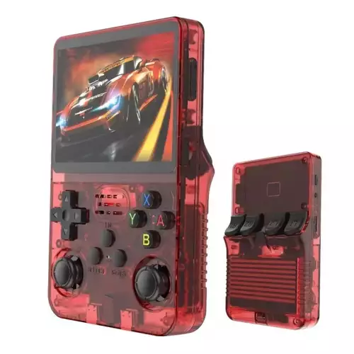 R36S Retro Handheld Video Game Console - 128 GB - Burgundy
