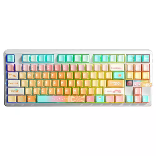 AULA F87 PRO V2 Gasket Mechanical Keyboard, 87 Keys, 80% Layout, Gasket Structure, Fully Hot-Swappable Keys, Meteor Ice Cream Switch, Wireless Tri-Mode (BT/2.4G/Wired), White/Orange | F87PRO V2