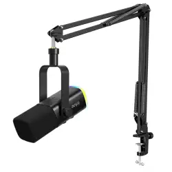 FIFINE AmpliGame AM8T USB/XLR Dynamic Microphone Kit with Boom Arm Stand - Black