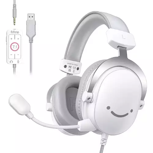 FIFINE H9 AmpliGame USB Gaming Headset – 7.1 Surround Sound  White