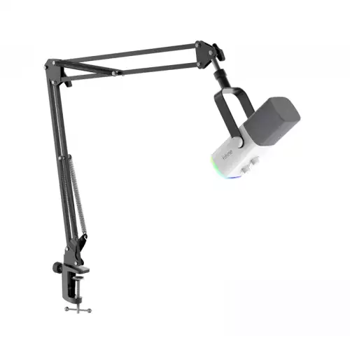 FIFINE AmpliGame AM8T USB/XLR Dynamic Microphone Kit with Boom Arm Stand - White