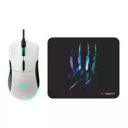 Havit Gamenote MS1037CM RGB LED Macro 7200Dpi Gaming Mouse + Mouse Pad - White/ Balck Havit Gamenote MS1037CM RGB LED Macro 7200Dpi Gaming Mouse + Mouse Pad - White/ Balck