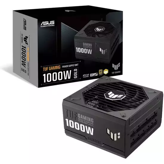 ASUS TUF Gaming 1000W ATX Power Supply Unit, 80 Plus Gold Certification, Fully Modular, 135mm Fan, Dual Ball Fan Bearings, Axial-tech Fan Design, Military-grade, Black | 90YE00S1-B0NA00