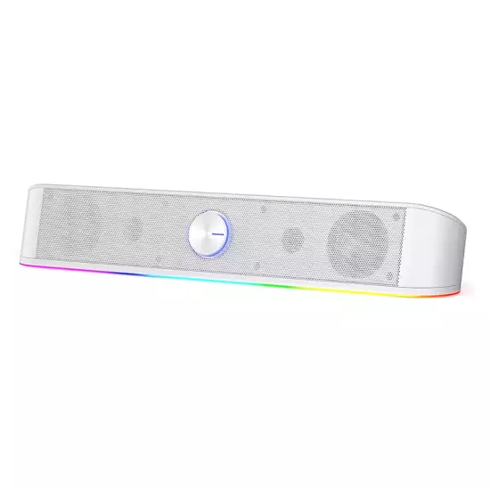 Redragon GS560 RGB Desktop Soundbar – 2.0 Channel Computer Speaker – White