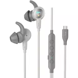 PIVA S6C-G Type-C Surround Gaming Earbuds with Built-in Sound Card & RGB Lighting – White