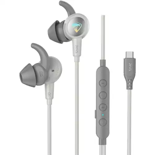 PIVA S6C-G Type-C Surround Gaming Earbuds with Built-in Sound Card & RGB Lighting – White