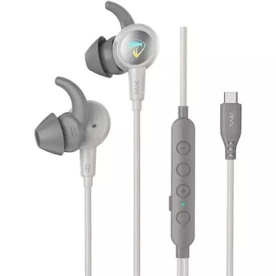 PIVA S6C-G Type-C Surround Gaming Earbuds with Built-in Sound Card & RGB Lighting – White PIVA S6C-G Type-C Surround Gaming Earbuds with Built-in Sound Card & RGB Lighting – White