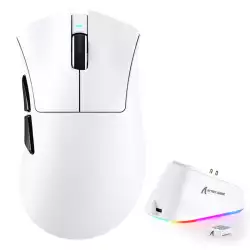 ATTACK SHARK V3PRO Ultra-Light Tri-Mode Gaming Mouse with Charging Dock - White