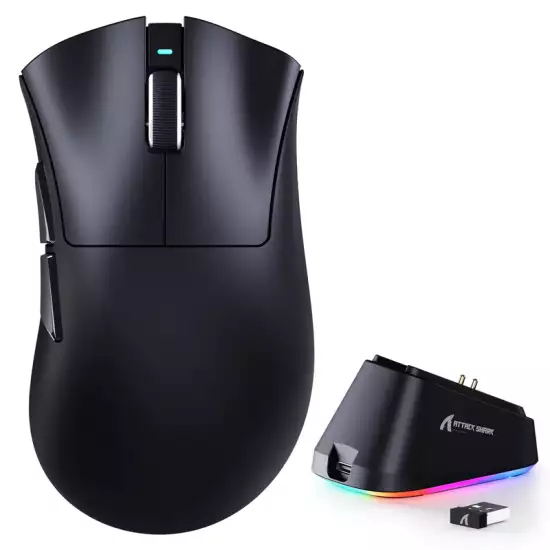 ATTACK SHARK V3PRO Ultra-Light Tri-Mode Gaming Mouse with Charging Dock - Black ATTACK SHARK V3PRO Ultra-Light Tri-Mode Gaming Mouse with Charging Dock - Black