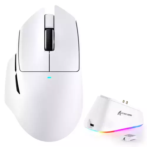 ATTACK SHARK V6 Ultra-Light Tri-Mode Gaming Mouse - White