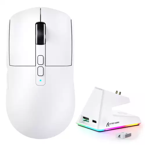 ATTACK SHARK X6 Triple-mode Gaming Mouse With Charging Dock - White