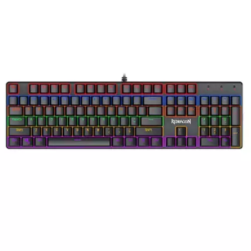 Redragon Valheim K608 Blue Switch Rainbow Arabic Wired Mechanical Gaming Keyboard - Black
