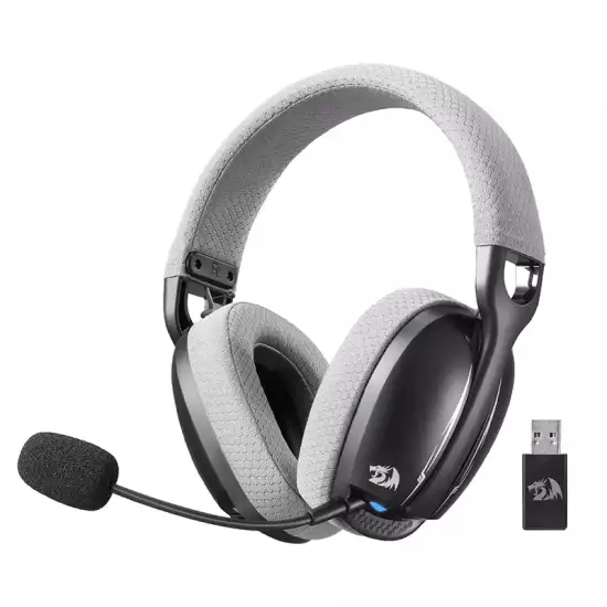 Redragon H878 SKULD PRO Wireless / Bluetooth / Wired Gaming Headset – 7.1 Surround Sound – Black & Gray | H878BG
