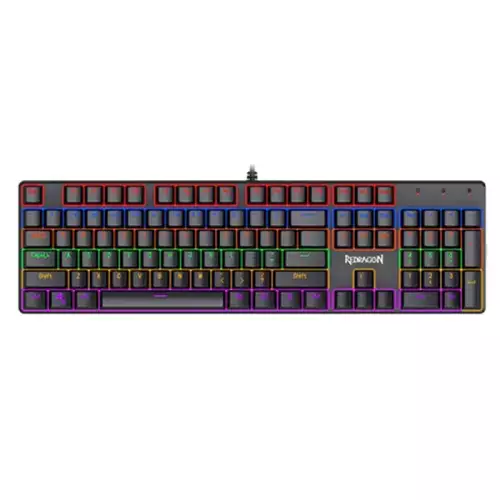 Redragon Valheim Rainbow Elite K608 Red Switch Arabic Wired Mechanical Gaming Keyboard - Black